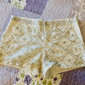 Embellished White Cotton Shorts